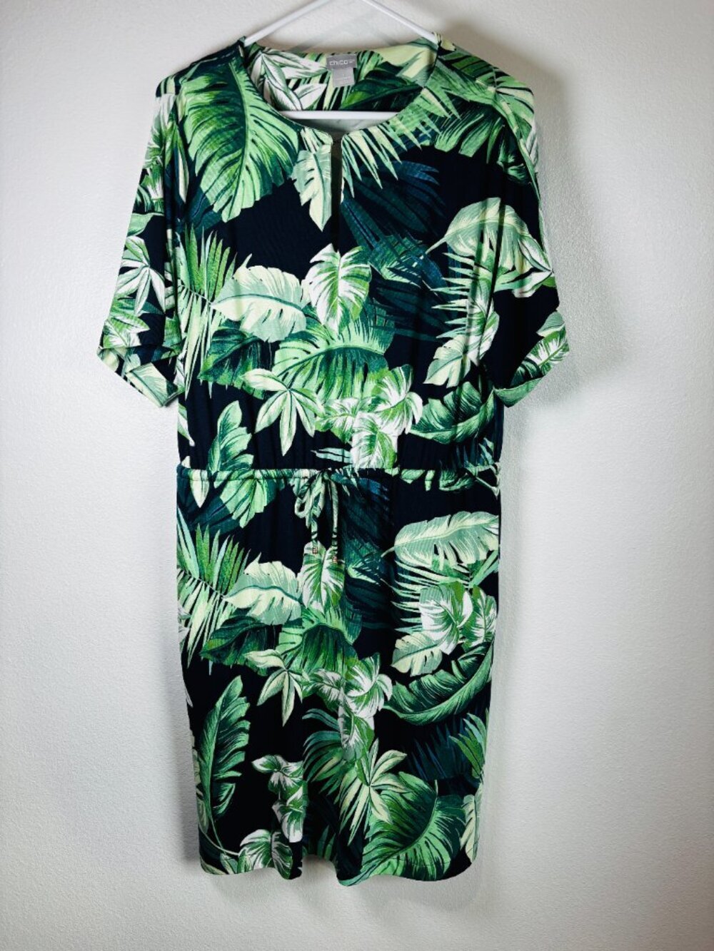 Chico's Green & Blue Midi Dress Size 1 (Medium) - Rayon Blend - Picture 3 of 3